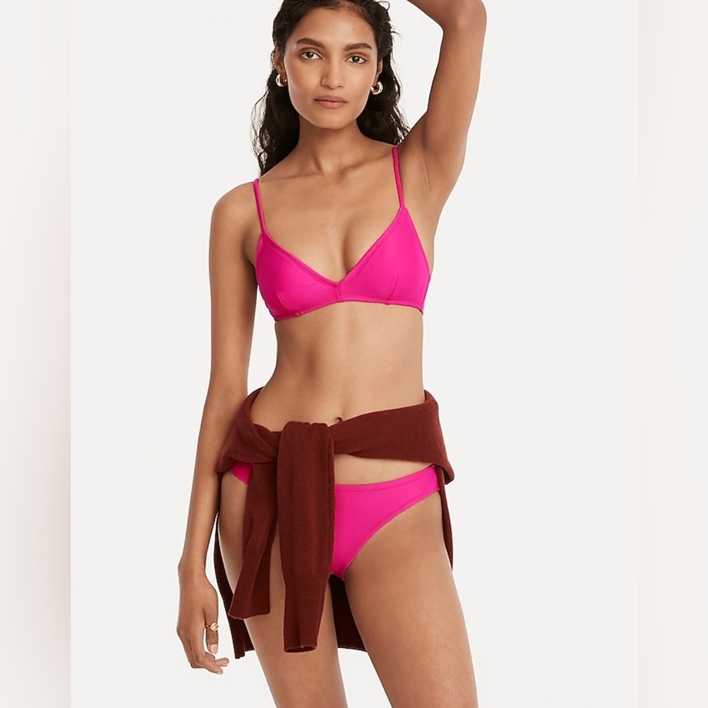 J Crew Pink Curved Waist Cheeky Bikini Bottoms